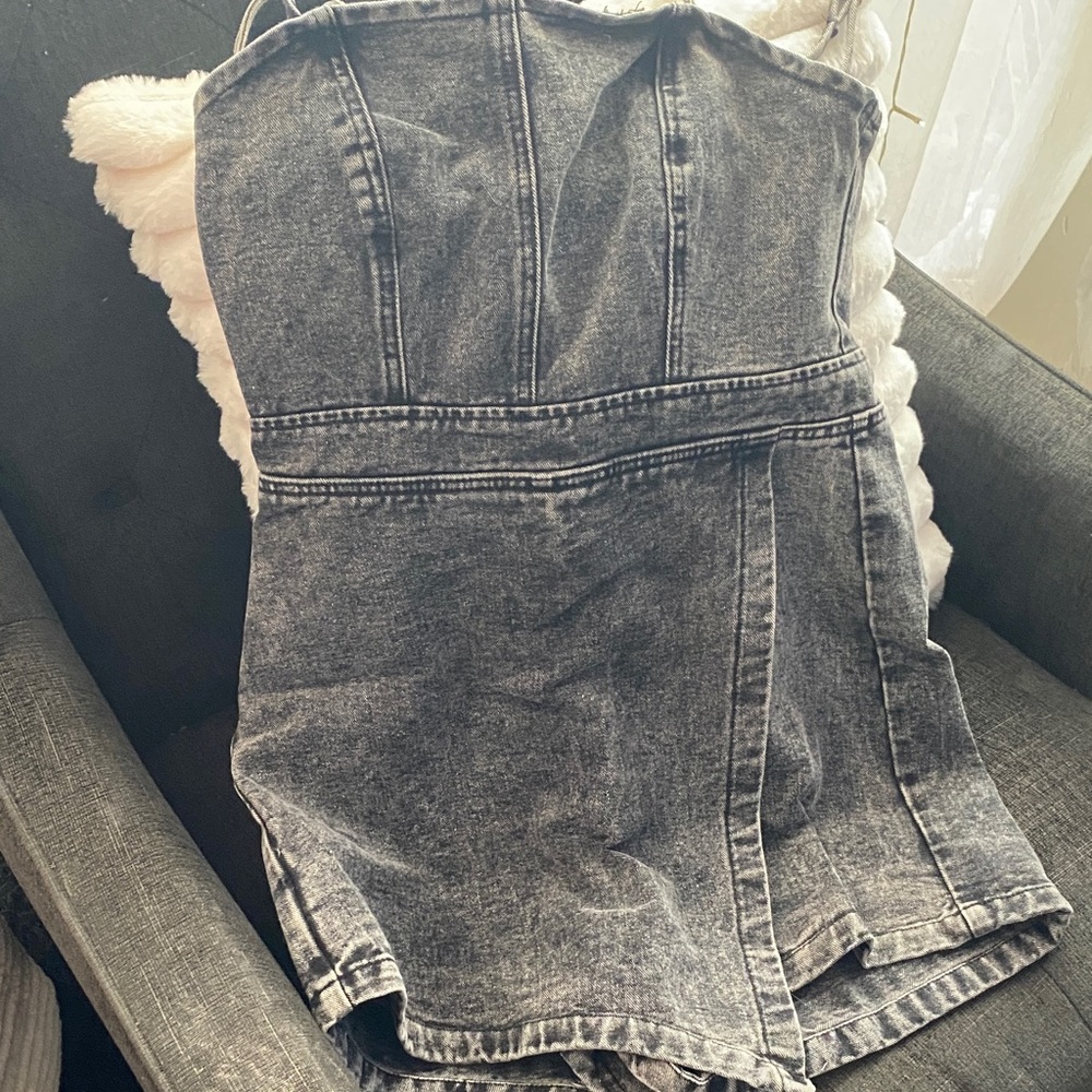Brand new Charcoal Washed Denim Romper